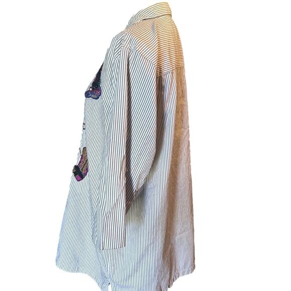 Bobbie Brooks PinStripe Cowboy Boots Shirt - Picture 3 of 10